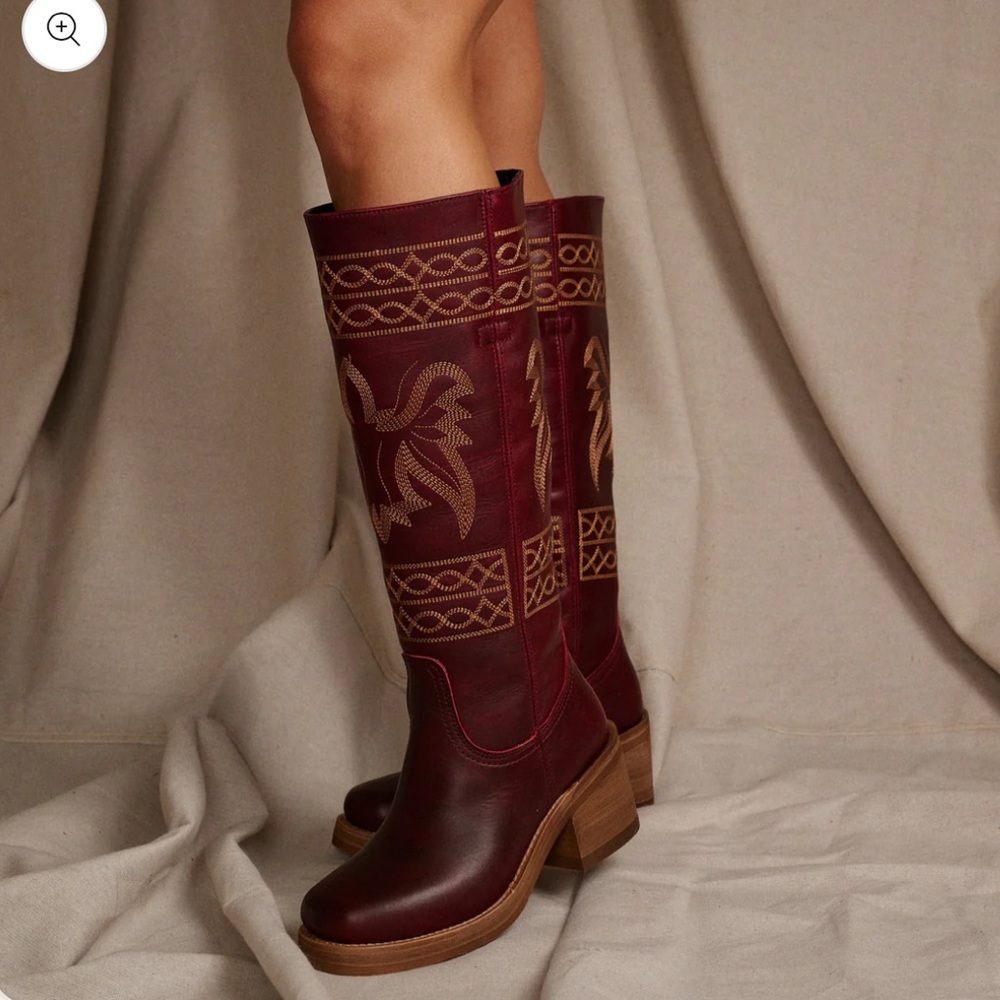 Free People Dingo Avalon Equestrian Tall Boots Leather Embroidery - Picture 4 of 12